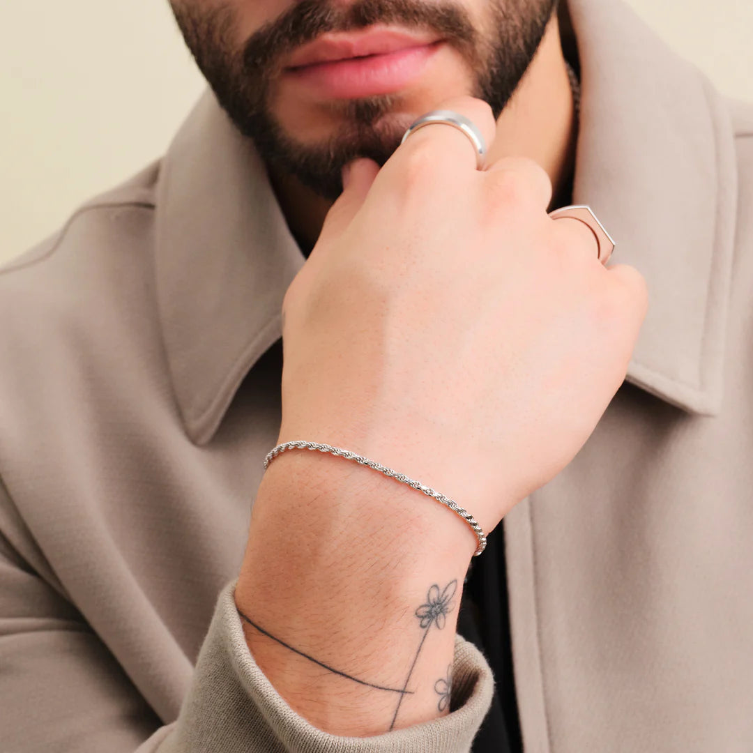 Wide Silver Bracelet with Gold Stripe | Classy Men Collection